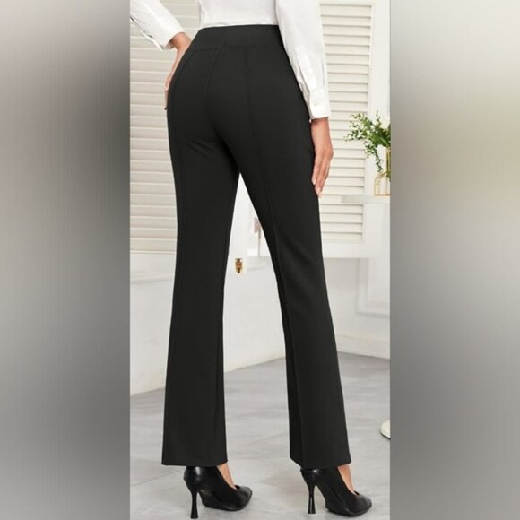 Selected Femme Movement Black High Rise Flare Stretch Trousers M - Picture 1 of 6
